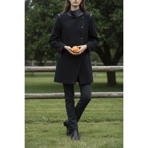 Sandro leather and wool coat